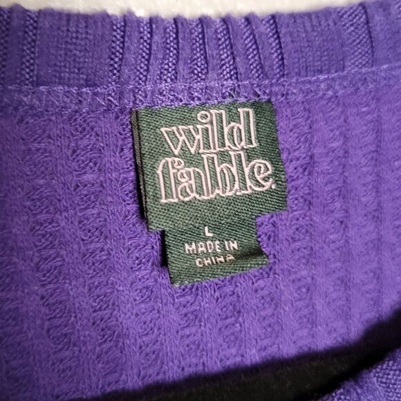 Wild Fable Women's L Purple Waffle Knit Ribbed Long Sleeve Crop Top - Picture 3 of 7